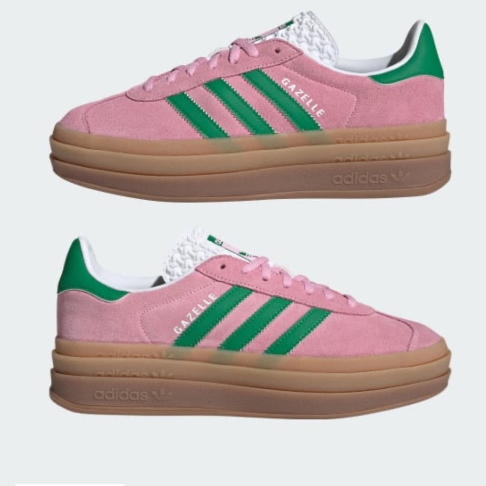 Adidas Gazelle Bold Platform Sneakers True Pink Green Women Size New - Picture 8 of 8